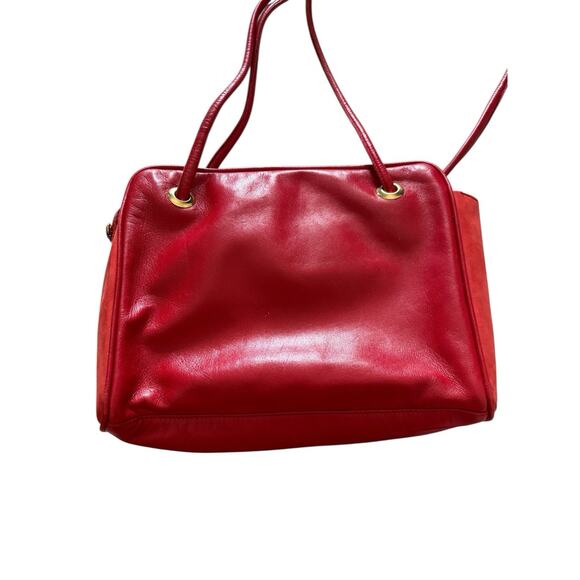 Tres Zeta Abstract Art Red Suede Leather Crossbody Handbag Purse Italy Vintage - Picture 4 of 11